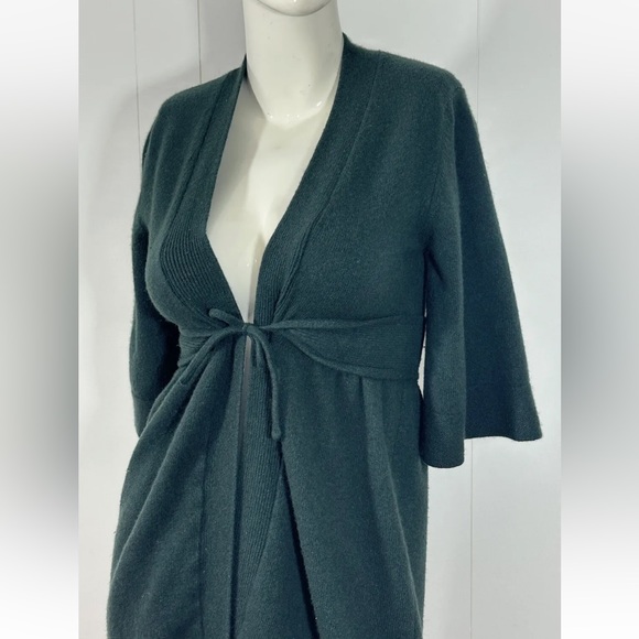 VTG UNITED COLORS of BENETTON emerald green wool open cardigan robe sz M - italy - Picture 2 of 8